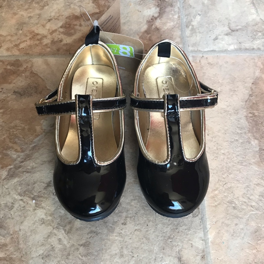 Girls Toddlers Gold & Black Flats